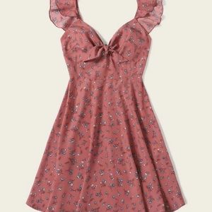 Ditsy floral Knot Neck ruffle Trim Dress